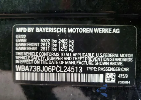 2023 BMW 540 Xi from USA, damaged, VIN WBA73BJ06PCL24513